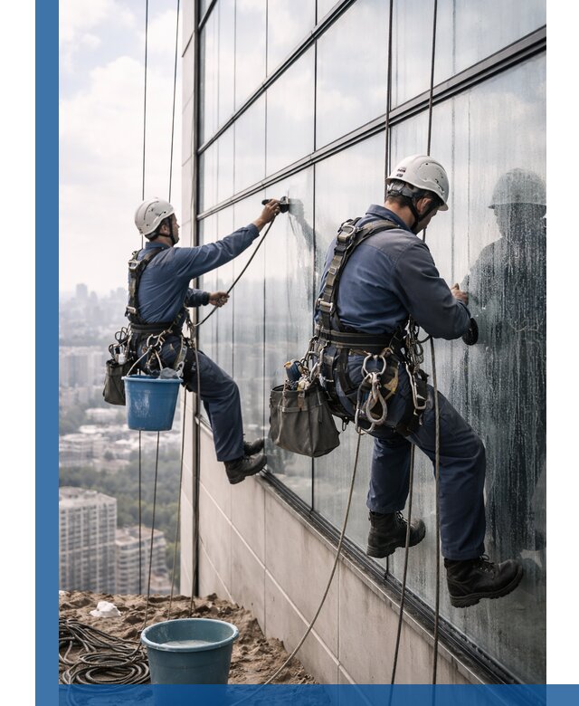 Профессиональная мойка фасадных окон альпинистами в Спасске-Дальнем