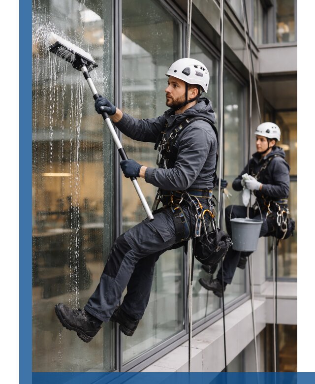 Профессиональная мойка витражей промышленными альпинистами в Спасске-Дальнем