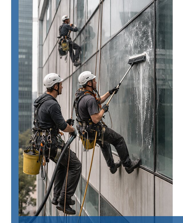 Профессиональная высотная мойка фасадов зданий в Спасске-Дальнем
