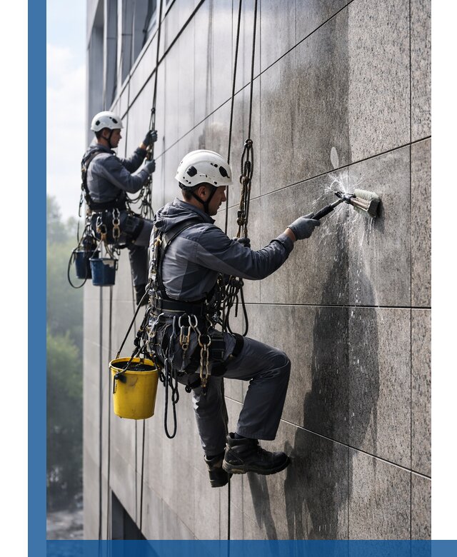 Профессиональная мойка фасада из керамогранита в Спасске-Дальнем