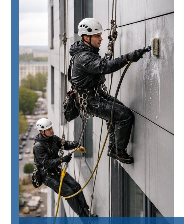 Профессиональная мойка фасада из композита в Спасске-Дальнем