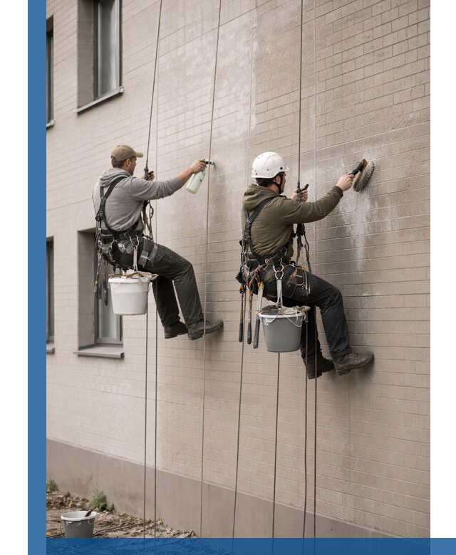 Удаление высолов с фасада зданий в Спасске-Дальнем без повреждений и следов