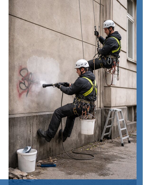 Удаление граффити с фасада в Спасске-Дальнем от 4656 р. | ВЫСОТНИК-Спс