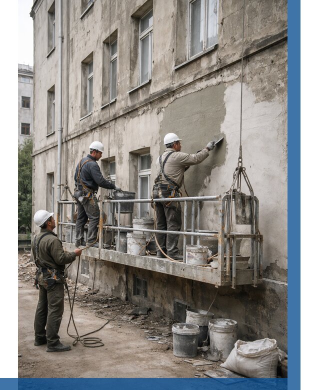 Капитальный ремонт фасада в Спасске-Дальнем от 4346 р. | ВЫСОТНИК-Спс