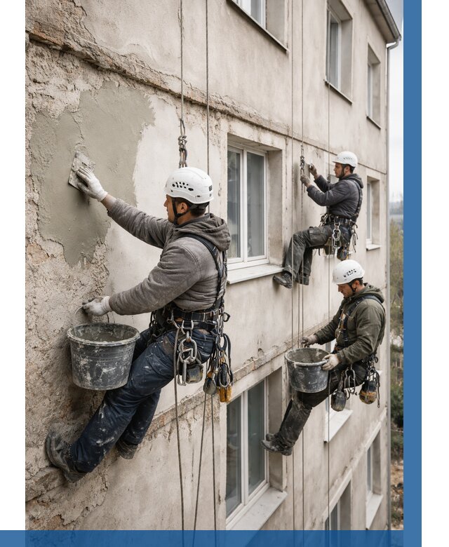 Ремонт штукатурного фасада в Спасске-Дальнем от 776 р. под ключ | ВЫСОТНИК-Спс