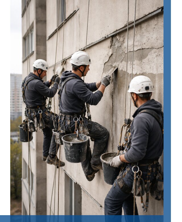 Ремонт бетонных элементов фасада в Спасске-Дальнем от 2587 р. | ВЫСОТНИК-Спс