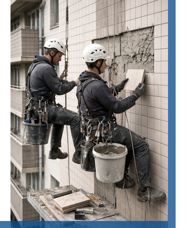 Ремонт облицовки фасада плиткой в Спасске-Дальнем от 1862 р. | ВЫСОТНИК-Спс