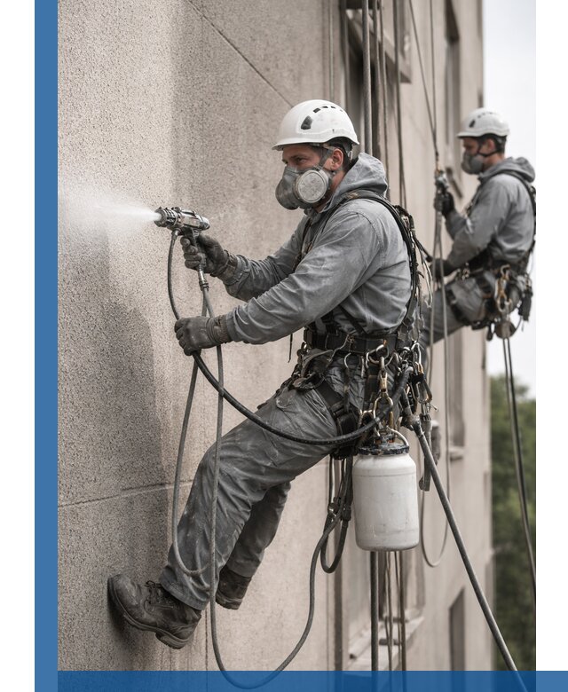 Безвоздушная покраска фасадов зданий в Спасске-Дальнем профессионально