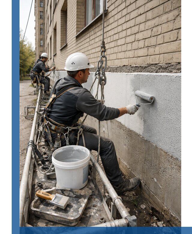 Окраска цоколя здания в Спасске-Дальнем профессионально и надежно
