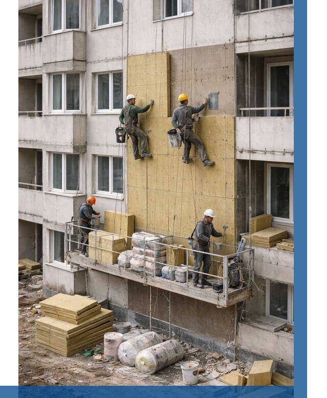 Утепление фасада минватой в Спасске-Дальнем от 1552 р. | ВЫСОТНИК-Спс