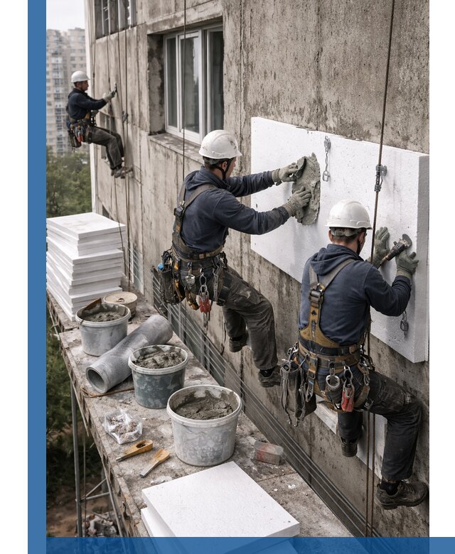 Утепление фасада пенополистиролом в Спасске-Дальнем под ключ