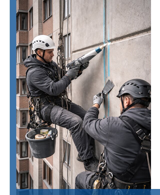 Вторичная герметизация швов фасада и кровли в Спасске-Дальнем