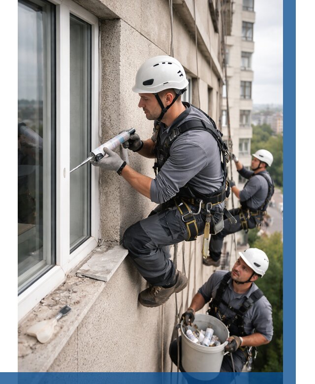 Герметизация оконных швов снаружи в Спасске-Дальнем от 1552 р. | ВЫСОТНИК-Спс