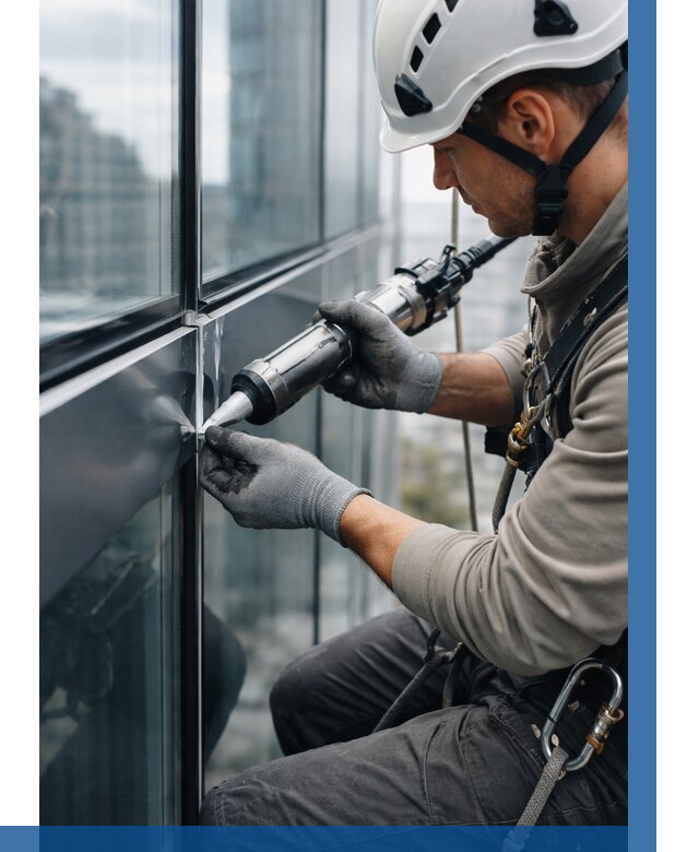 Герметизация стыков витража в Спасске-Дальнем от 1242 р. | ВЫСОТНИК-Спс