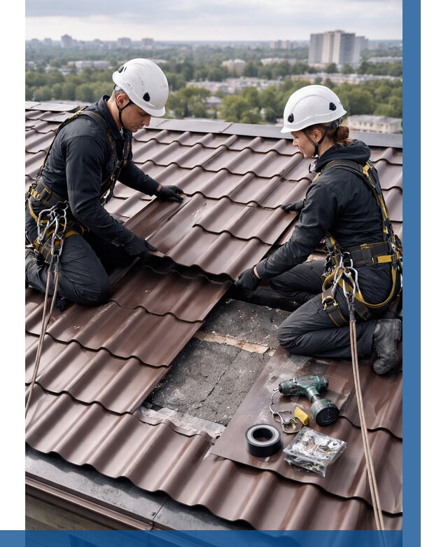 Ремонт металлочерепицы на крыше в Спасске-Дальнем от 931 р. | ВЫСОТНИК-Спс