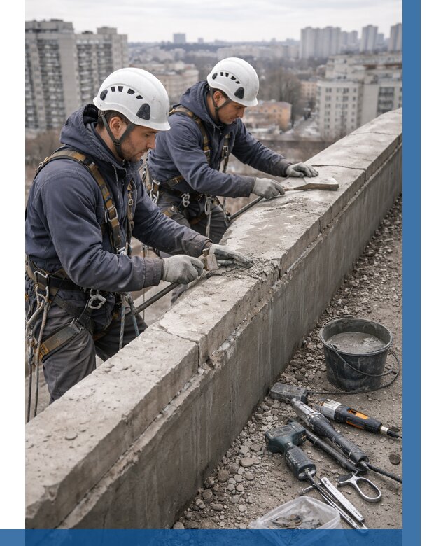 Ремонт парапета на кровле в Спасске-Дальнем от 1552 р. | ВЫСОТНИК-Спс