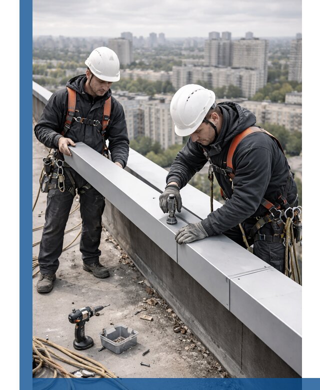 Монтаж парапетных крышек и ограждений кровли в Спасске-Дальнем