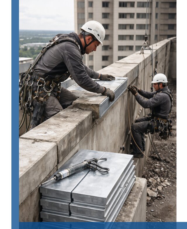 Замена парапетных крышек и установка новых в Спасске-Дальнем
