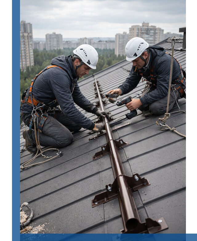 Монтаж снегозадержателей на кровле зданий в Спасске-Дальнем под ключ