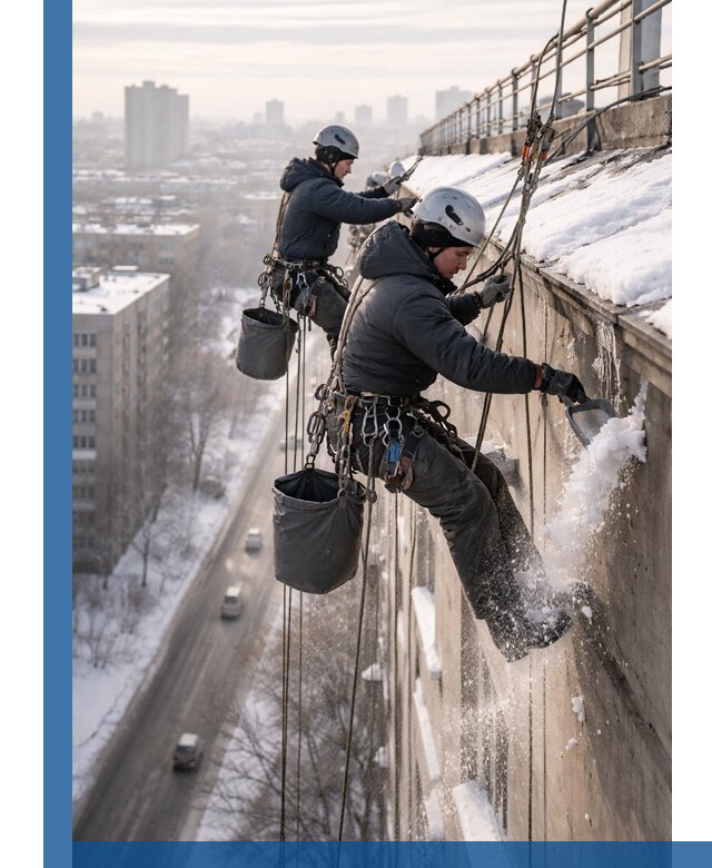 Очистка карнизов от снега в Спасске-Дальнем профессионально и безопасно
