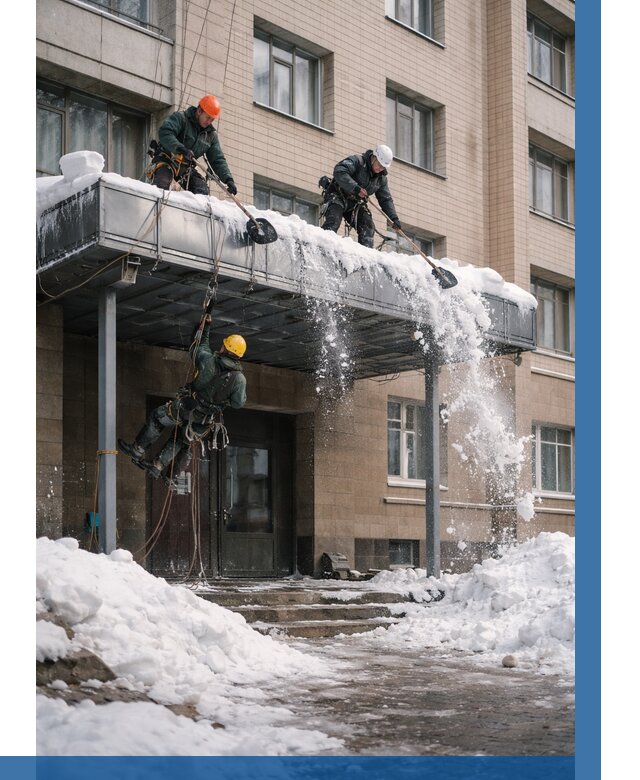 Очистка козырьков от снега в Спасске-Дальнем от 3621 р. | ВЫСОТНИК-Спс