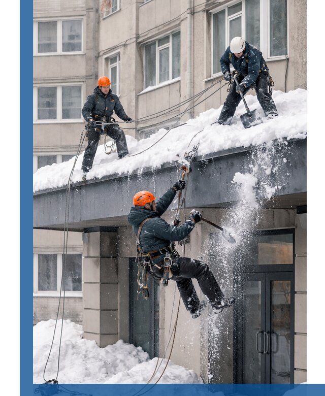 Безопасная очистка навесов от снега в Спасске-Дальнем круглогодично