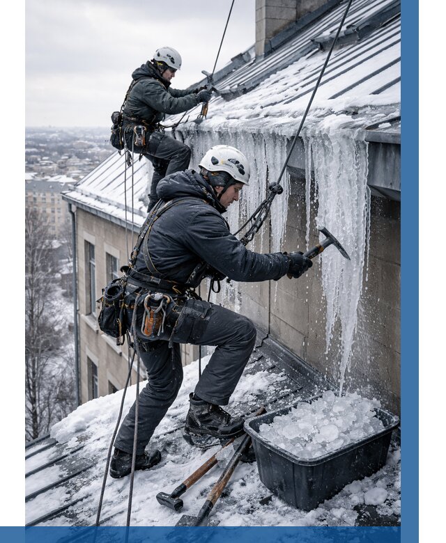 Удаление наледи с кровли в Спасске-Дальнем от 5691 р. | ВЫСОТНИК-Спс