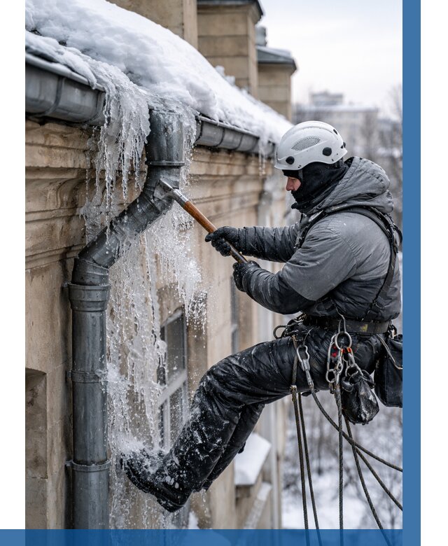 Очистка водостоков от льда в Спасске-Дальнем от 3621 р. | ВЫСОТНИК-Спс