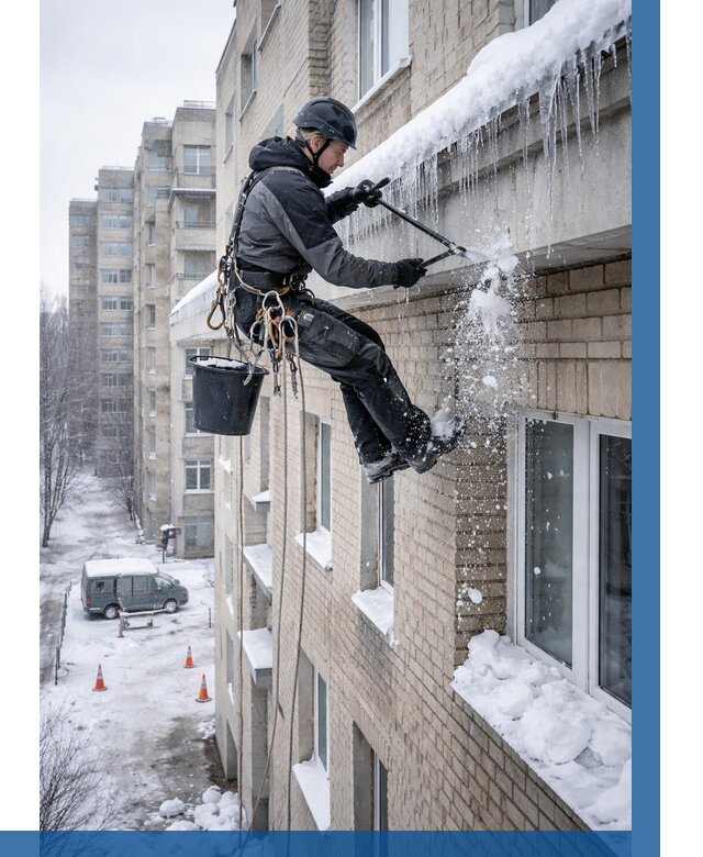 Удаление наледи с карнизов в Спасске-Дальнем от 362 р. | ВЫСОТНИК-Спс