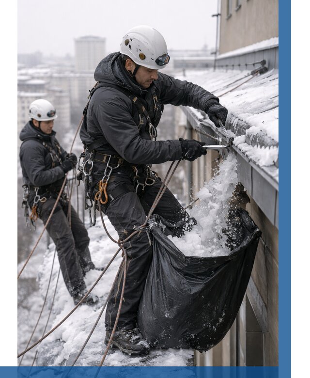 Аварийная очистка крыши в Спасске-Дальнем под ключ от 310 р. | ВЫСОТНИК-Спс