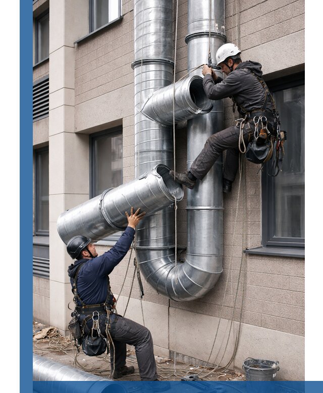 Монтаж фасадных воздуховодов в Спасске-Дальнем с герметизацией и крепежом