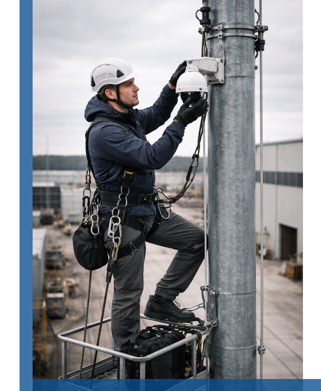 Профессиональная установка видеокамер на мачте в Спасске-Дальнем