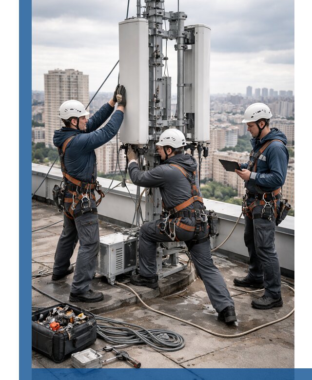 Монтаж антенн связи на крыше в Спасске-Дальнем с вводом в эксплуатацию