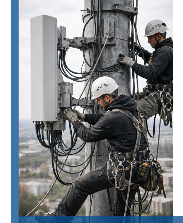 Монтаж оборудования связи на мачте в Спасске-Дальнем с пусконаладкой