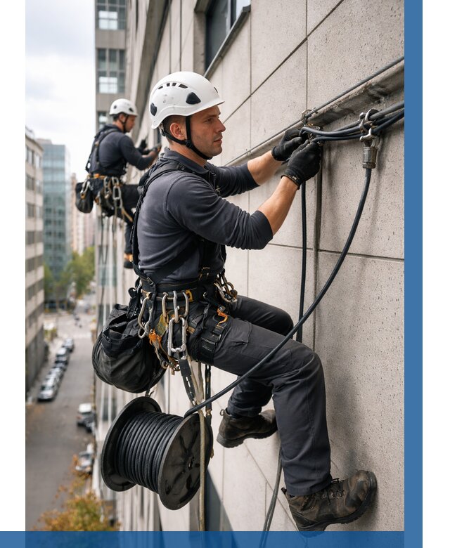 Прокладка кабеля по фасаду в Спасске-Дальнем от 362 р. | ВЫСОТНИК-Спс