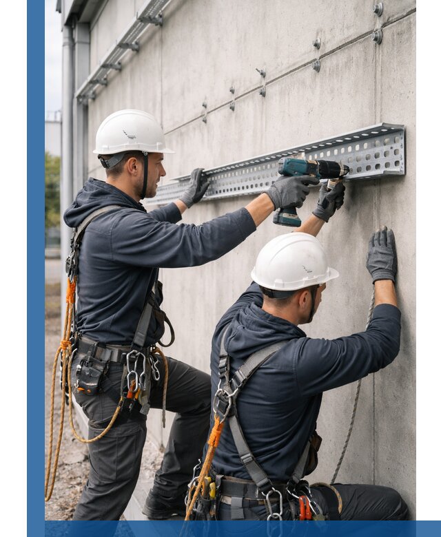 Монтаж кабельных лотков на фасаде зданий в Спасске-Дальнем с гарантией