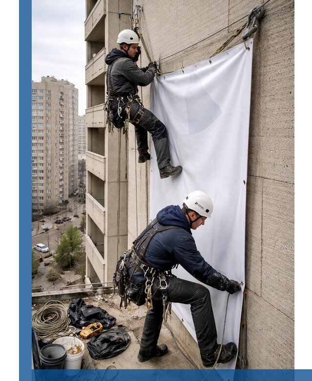 Профессиональный монтаж баннеров на фасаде в Спасске-Дальнем
