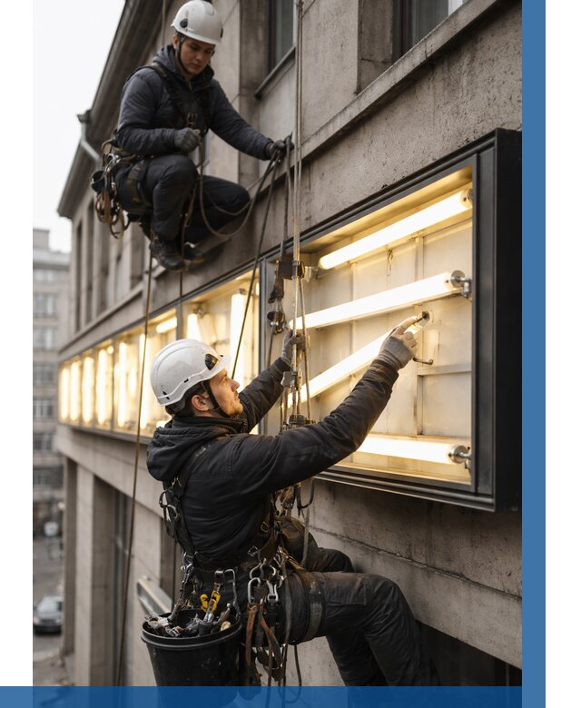 Замена ламп в вывеске в Спасске-Дальнем под ключ от 3621 р. | ВЫСОТНИК-Спс