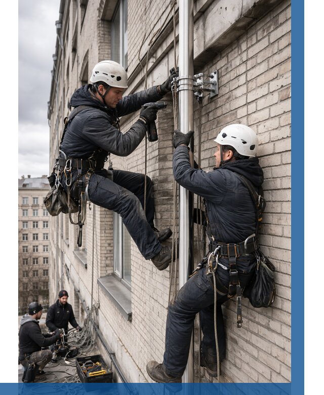 Монтаж флагштока на здании в Спасске-Дальнем от 6726 р. | ВЫСОТНИК-Спс