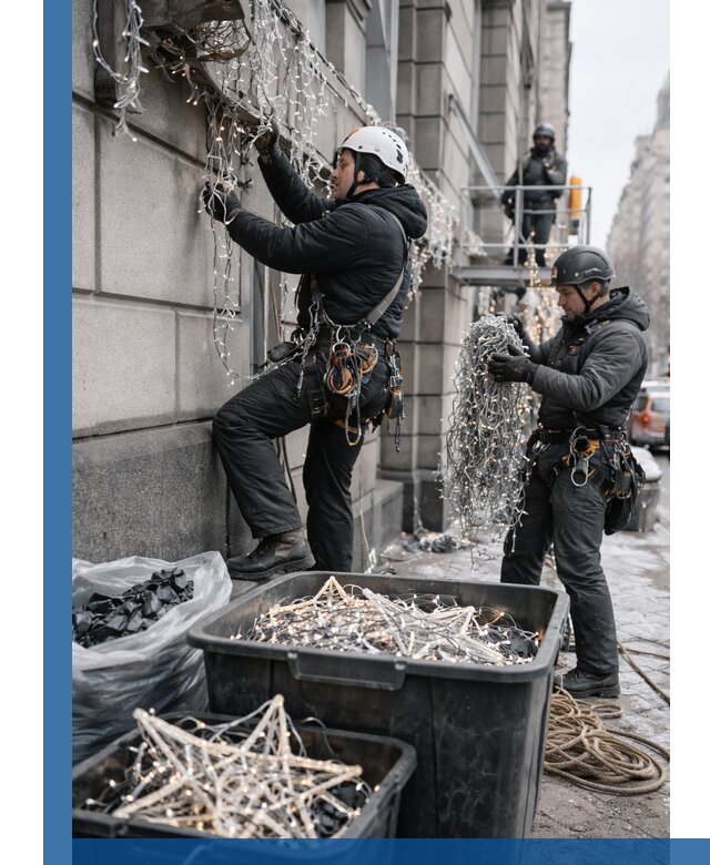 Демонтаж новогоднего оформления и гирлянд в Спасске-Дальнем