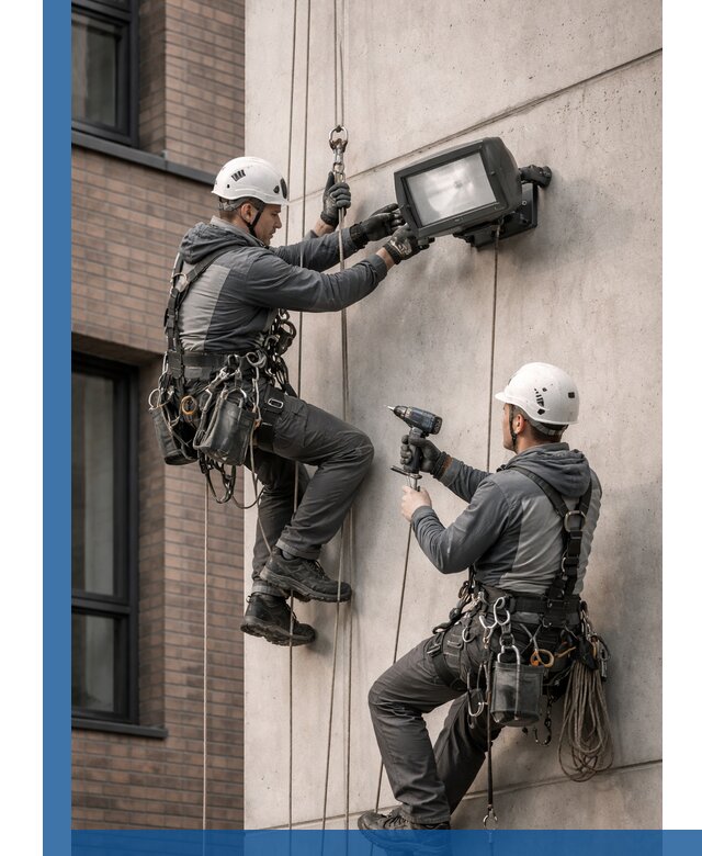 Профессиональный монтаж фасадных прожекторов в Спасске-Дальнем под ключ