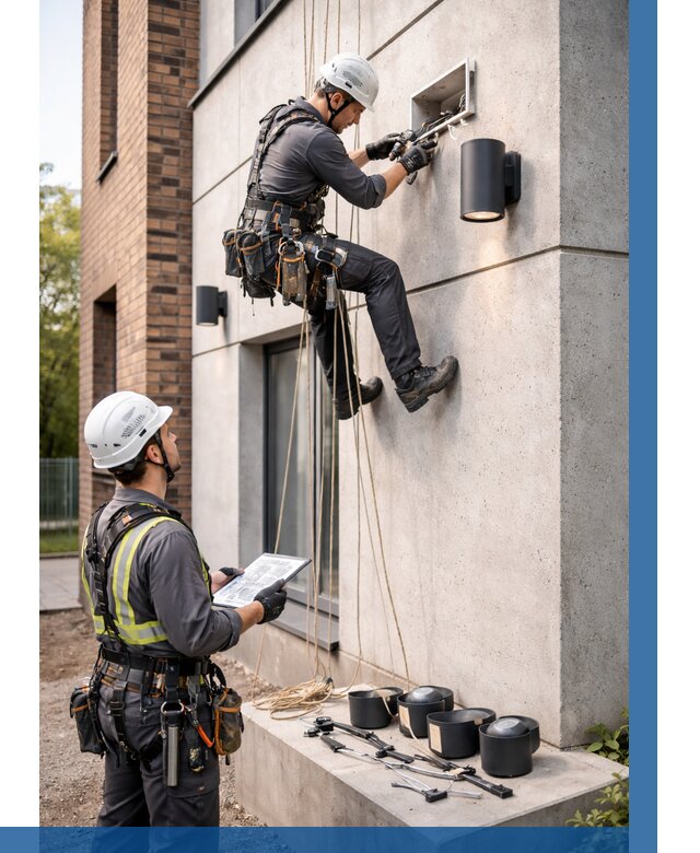 Монтаж фасадного освещения в Спасске-Дальнем от 2587 р. | ВЫСОТНИК-Спс