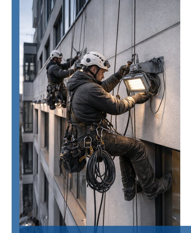 Монтаж фасадного освещения в Спасске-Дальнем установка и подключение