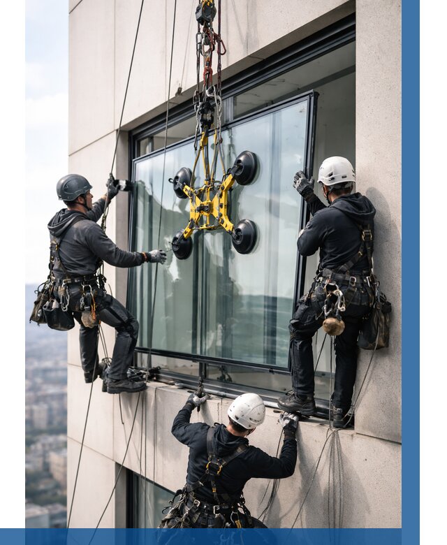 Монтаж стеклопакетов на высоте в Спасске-Дальнем от 3311 р. | ВЫСОТНИК-Спс