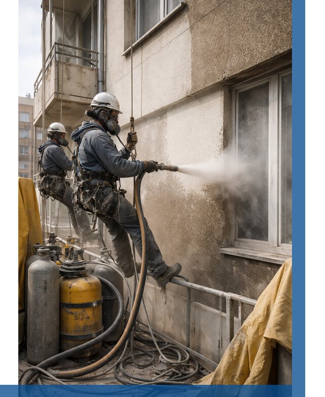 Пескоструйная очистка фасада в Спасске-Дальнем от 673 р. | ВЫСОТНИК-Спс