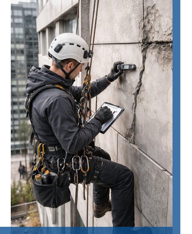 Обследование фасада альпинистами в Спасске-Дальнем от 124 р. | ВЫСОТНИК-Спс