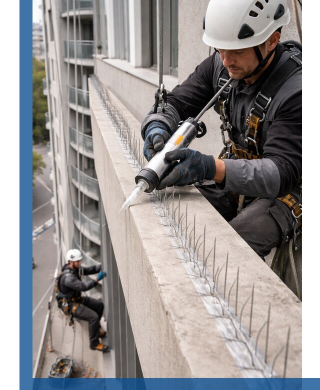 Установка шипов от птиц на фасадах и кровлях в Спасске-Дальнем